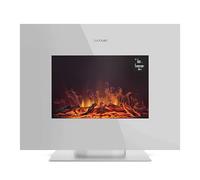 Cecotec Cheminée Électrique Décorative 26” avec Télécommande ReadyWarm 2710 Design Flames White. Puissance Maximale 2000W, 2 Intensités, Panneau Plat en Verre Trempé, Flamme Réglable, Minuteur