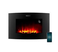 Cecotec Cheminée Électrique Décorative 35” avec Télécommande et WiFi ReadyWarm 3560 Curved Flames Connected. Puissance Max 2000W, 2 Intensités, Panneau Courbé en Verre Trempé, Flamme Réglable,Minuteur