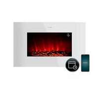 Cecotec Cheminée Électrique Décorative 35” avec Télécommande et WiFi ReadyWarm 3590 Flames Connected White. Puissance Max 2000W, 2 Intensités, Panneau Plat en Verre Trempé, Flamme Réglable, Minuteur
