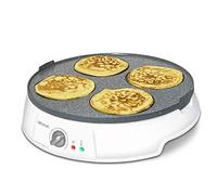 Cecotec Crépière Fun CrepeStone Twin. 1200W de Puissance et Revêtement Anti-Adhérant en Pierre Ecologique RockStone Avec Plaque Réversible, 1 Grande Crêpe ou 4 Mini-Crêpes