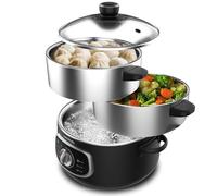 Cecotec Cuiseur vapeur Vapovita 3000 INOX – 3 paniers, bol riz, supports œufs, minuterie 60 min, gris 800 W