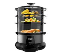 Cecotec Cuiseur Vapeur Électrique VapoVita 3000 Pro. Cuit à la Vapeur et Préserve les Nutriments et les Vitamines. 1000 W, Numérique, Capacité 1 L, Comprend 3 Contenants