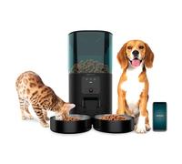 Cecotec Distributeur Automatique de Nourriture pour Animaux avec Contrôle WiFi, Caméra et Enregistreur Vocal Pumba 8600 Double Meal Vision. 7L, Programmable, Contrôle Portions, Double INOX Bol, App