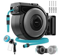 Cecotec Enrouleur de Tuyau 20 m HydroShell 200 Pro. Enrouleur Automatique avec SlowReturn et Smooth Technology, Tuyau 3 Couches, Brosses de Nettoyage, Pistolet 8 Fonctions avec Réservoir à Savon