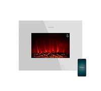 Cecotec Foyer électrique décoratif Ready Warm 2250 Curved Flames. 2000 W, Taille 22", WiFi, 2 Niveaux de Puissance, Télécommande, Panneau incurvé, Minuterie, 20 m2 (26", Blanc | Contrôle Wi-FI)