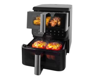 Cecotec Friteuse à Air 10 L - AirFryer - Cecofry DuoLevel 10000 DuoSize Window. 2000 W, Design Vertical, Cuves 3,5 et 6,5 L, Fenêtre pour Voir sans Perdre de Chaleur, Sync, 10 Menus, Gain de Place
