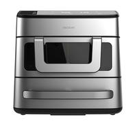 Cecotec Friteuse à Air et Four 18L Cecofry FoodCourt 18000 4Pizza+. 2700W, Four à Pizza 12", Pierre Incluse, Friteuse à Air 9L, Paroi Divisoria, Écran Couleur, Acier Inoxydable, Sync des Bacs