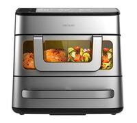 Cecotec Friteuse à Air et Four - Air Fryer 18L Cecofry FoodCourt 18000 4Pizza. 2700W, Four 12", Temp. Max. 230ºC, 9L Paroi Divisoria et 200ºC, Fonction Sync, Pierre à Pizza, Écran Couleur, Acier Inox