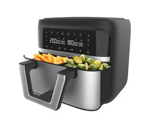 Cecotec Friteuse à Air sans Huile - 9L Séparable en 2 - Air Fryer Cecofry Dual 9000, 2850W, Diététique et Digitale, Panneau Tactile, Température Double et Réglable, 6 Modes, Technologie PerfectCook