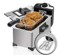 Cecotec Friteuse Électrique CleanFry 3 L. 3 L, Jusqu’à 190 ºC, Cuve Émaillée qui convient pour un nettoyage dans le Lave-vaisselle , Filtre OilCleaner pour maintenir l’Huile Propre, 2000 W. (3 L, Inox)