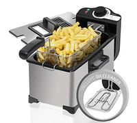 Cecotec Friteuse Électrique CleanFry 3 L. 3 L, Jusqu’à 190 ºC, Cuve Émaillée qui convient pour un nettoyage dans le Lave-vaisselle , Filtre OilCleaner pour maintenir l’Huile Propre, 2000 W. (3 L, Gris)