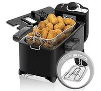 Cecotec Friteuse Électrique CleanFry 3 L. 3 L, Jusqu’à 190 ºC, Cuve Émaillée qui convient pour un nettoyage dans le Lave-vaisselle , Filtre OilCleaner pour maintenir l’Huile Propre, 2000 W. (3 L, Nègre)