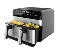 Cecotec Friteuse sans Huile Cecofry Advance 9000 Inox. Air Fryer 2800W, 2 Plateaux 4,5L, Double Température, Température ajustable de 80-200 ºC, 7 Programmes, Ecran tactile multifonctions