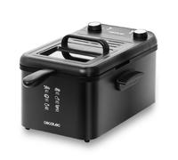 Cecotec Friteuse Électrique CleanFry Infinity 3000 Black. 3 L, Jusqu¿à 190 ºC, Minuterie 30 minutes, Cuve Émaillée qui convient pour un nettoyage dans le Lave-vaisselle, Filtre OilCleaner, 2400 W.