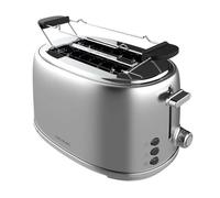 Cecotec Toast&Taste 1000 Retro Double Inox est un grille-pain vertical avec 2 fentes larges et courtes de 3,8 cm en acier inoxydable. Puissance de 980 W, des barres supérieures, puissance réglable