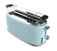 Cecotec Toast&Taste 1600 Retro Double Blue 4-Slice Toaster. 1630 W, 2 Wide and Long Slots of 3.8 cm, Stainless Steel, Upper Heating Rods, Adjustable Power, Crumb Tray