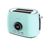 Cecotec Grille-pain Digital ClassicToast 8000 Blue Double. 800 W, 2 fentes extra larges pour 2 toasts, affichage numérique, 3 fonctions, tiges supérieures, design rétro en turquoise