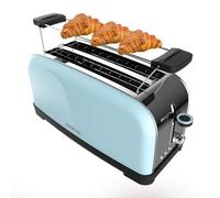 Cecotec Grille-pain Vertical 2 Fentes Longues Toastin' Time 1500 Bleu. 1500 W, 4 Tranches de Pain, Fente Large de 3,8 cm, Support pour Petits Pains et Bac à Miettes, Acier Inoxydable et Bleu