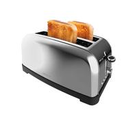 Cecotec Grille-pain Vertical 2 Fentes Longues Toastin' time 1500 Inox Lite. 1500 W, 4 Tranches de Pain, Fente Large de 3,8 cm, Support pour Pains et Tiroir Ramasse-miettes, Acier Inoxydable