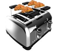 Cecotec Grille-pain Vertical 4 Fentes Courtes Toastin' time 1700 Double Inox. 1700 W, 4 Tranches de Pain, Fente Large de 3,8 cm, 2 Supports pour Pains et Tiroir Ramasse-miettes, Acier Inoxydable