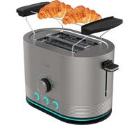 Cecotec Grille-pain vertical de Acier avec Shine&Toast Double Short Slot Double. 850W, 2 capacité de grillage, fentes larges de 3,8cm, anneau lumineux, 7 niveaux de grillage de, anneaux supérieurs