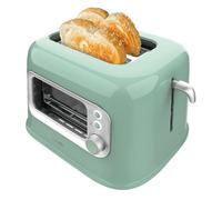 Cecotec Grille-pain vertical RetroVision Green, puissance de 700W, 2 fentes extra larges, design unique avec affichage, contrôle du brunissage, design rétro, couvercle anti-poussière
