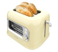 Cecotec Grille-pain vertical RetroVision Yellow, puissance de 700W, 2 fentes extra larges, design unique avec affichage, contrôle du brunissage, design rétro, couvercle anti-poussière