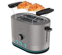Cecotec Grille-pain Vertical Shine&Toast Double. Double Fente de 3,8 cm de Large, 850 W, Capacité 2 Toasts, Anneu Lumineux, 7 Niveaux de Grillage, Fente Longue
