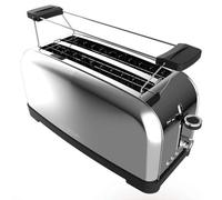 Cecotec Grille-pain vertical Toastin' time 1500 Inox, 1500 W de puissance, Double fente longue et large de 3,8 cm, Varillas Supérieures, Acier Inoxydable, Arrêt et Popup Automatiques, Bac à miettes