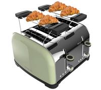 Cecotec Grille-pain vertical Toastin' time 1700 Double Green, 1700 W, Double fente courte et large de 3,8 cm, Varillas Supérieures, Acier Inoxydable, Arrêt et Popup Automatiques, Bac à miettes