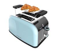 Cecotec Grille-pain vertical Toastin' time 850 Blue, 850 W de puissance, Double fente courte et fente large de 3,8 cm, Varillas Superiores, Acier inoxydable, Arrêt et Popup automatiques, Bac à miettes
