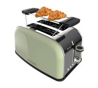Cecotec Grille-pain vertical Toastin' time 850 Green, 850 W de puissance, Double fente courte et large de 3,8 cm, Varillas Supérieures, Acier Inoxydable, Arrêt et Popup Automatiques, Bac à miettes