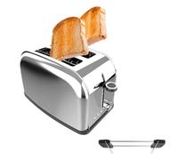 Cecotec Grille-Pain Vertical Toastin' Time 850 Inox, 850 W, Double Fente Longue et Fente Large 3,8 cm, Barres Supérieures, Acier Inoxydable, Arrêt et Pop-Up Automatique, Ramasse-Miettes.