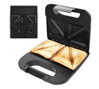 Cecotec Grille-sandwich Rock'nToast Combo. 800 W, 2 Sandwiches avec Finitions en Acier Inoxydable, 3 Plaques Interchangeables avec Revêtement Antiadhésif, Sans PFOA, Poignée à Toucher Froid