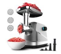 Cecotec Hachoir a viande electrique Crusher 1400 Steel. Hachoir electrique,1360 W pour hacher jusqu'à 1,5 kg de viande/min,3 plaques de coupe,inox, sécurité, vitesse réglable et entretien facile