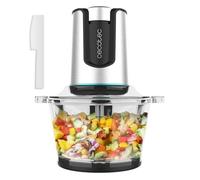 Cecotec Hachoir Électrique d'Aliments Picadora ChopBeat 2000 Delhi Glass. 500 W, Hache, Coupe et Broye la Viande, les Légumes et la Glace, 4 Feuilles en Acier Inoxydable, 2 Vitesses, Bol de 500 gr