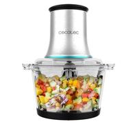 Cecotec Hachoir ChopBeat 2000 Vindaloo Glass, 500W de Puissance, Hache, Tranche et Coupe, Lame à 4 Branches en Acier Inoxydable, 2 Vitesses, Bol en Verre de 500g