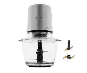 Cecotec Hachoir Électrique TitanGlass 1000 Max. 500W, 4 Lames en Titane, Hache, Émince et Coupe, ControlSpeed, Bol en Verre 1L, 2 Vitesses, Bouton Pulse, Réglable, Compatible Lave-vaisselle