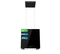 Cecotec Hotte Aspirante 44cm îlot Carré Bolero Flux Cct 448000 Glass Black A++. Finition Verre Noir, Aspiration 800M3/H, Moteur 210W, 3 Puissances, Filtre Charbon