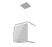 Cecotec Hotte Aspirante 44cm îlot Carré Bolero Flux Cct 448000 Glass White A++. Finition Verre Blanc, Aspiration 800M3/H, Moteur 210W, 3 Puissances, Filtre Charbon