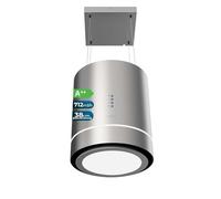 Cecotec Hotte aspirante 44cm îlot Rond Bolero Flux Cre 448000 Inox A++. Finition Inox, Aspiration 800M3/H, Moteur 210W, Commande Electronique, Lumière, Filtre à Charbon