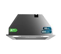 Cecotec Hotte Aspirante 52cm Bolero Flux IT 525500 Inox A++. Moteur 70W, 3 Niveaux de Puissance, Faible consommation, Finition inox, Puissance 550m³/h, Tactile, Booster, Lumière et Filtre à charbon