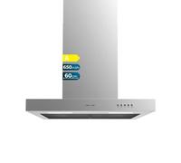 Cecotec Hotte Aspirante 60cm Bolero Flux TM 606500 Inox A. 165W Motor, Decorative with Stainless Steel Finish, 650m3/h Suction, Mechanical Control, 3 Power Levels, Light, and Carbon Filter