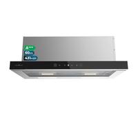 Cecotec Hotte Aspirante 60cm Télescopique Bolero Flux TLT 604400 Glass Black A+++. Aspiration 431,2m³/h, Basse Consommation, Moteur DC, Contrôle de Mouvement et Tactile, Verre Frontal Noir, Corps Inox