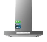 Cecotec Hotte Aspirante 60Cm Type T Bolero Flux Tt 608000 Slim Glass White A++. Finition Inox Aspiration 800M3/H, Écran Tactile, Filtre à Charbon, Contrôle des Mouvements Manuels