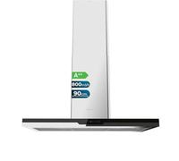 Cecotec Hotte Aspirante 90cm îlot Bolero Flux Ict 908000 Glass Black A++. Finition Verre Noir, Aspiration 800M3/H, Moteur 210W, Commande Tactile, Filtre à Charbon