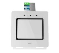 Cecotec Hotte Aspirante Inclinée Décorative 60cm Bolero Flux Dt 608002 Glass White A++. Finition Verre Blanc, Cheminée Inox, Aspiration 800M3/H, Moteur 210W, 3 Puissances, Filtre Charbon