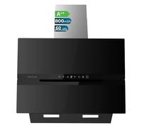 Cecotec Hotte Aspirante Inclinée Décorative 60cm Bolero Flux DT 608010 Glass Black A++ Finition Verre Noir, Aspiration 800m3/h, 210W, Classe A++, 3 Niveaux, Filtre Charbon, Ouverture Automatique