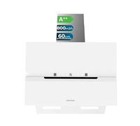 Cecotec Hotte Aspirante Inclinée Décorative 60cm Bolero Flux Dt 608010 Glass White A++. Finition Verre Blanc, Cheminée Inox, Aspiration 800M3/H, Moteur 210W, Ouverture Automatique, Filtre à Charbon