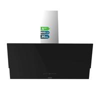 Cecotec Hotte Aspirante Inclinée Décorative 90Cm Bolero Flux Dt 908001 Glass Black A++. Finition Verre Noir, Cheminée Inox, Aspiration 800M3/H, Moteur 210W, Filtre Charbon